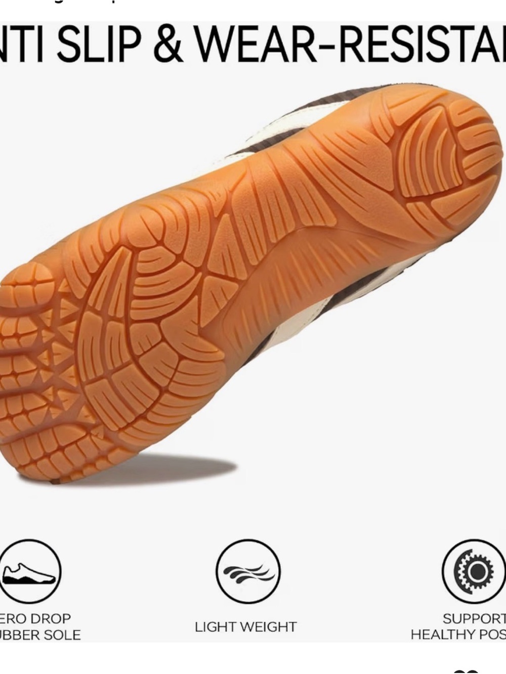 Women's Brown Suede Athletic with Cream Stripes - Picture 4 of 4